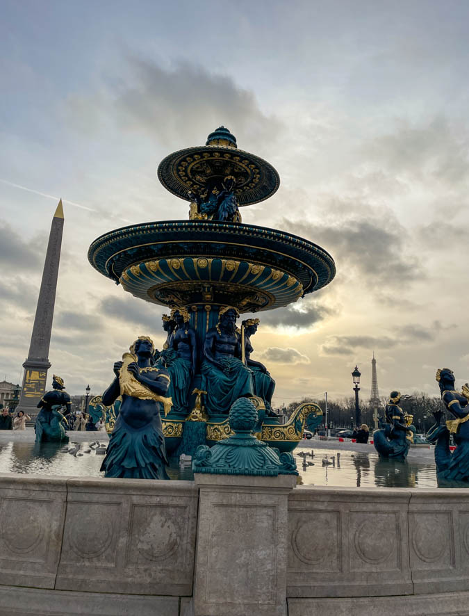 view of the Eiffel tower from place de la concorde