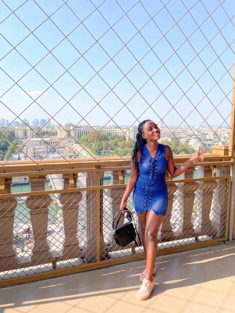 Me at the first level of the Eiffel Tower