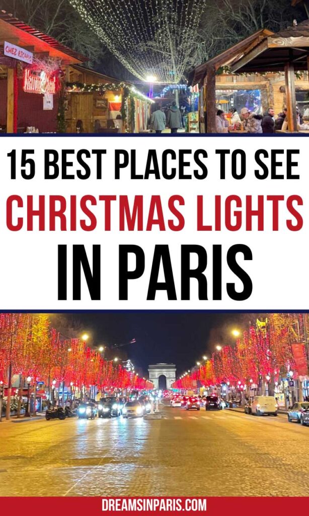 Are you looking for the best places to see Christmas lights in Paris? From famous places to lesser-known ones, this post has them all!  Read on to find out where to see the best Christmas decorations in Paris. | Paris Christmas lights| things to do at Christmas in Paris| Paris at Christmas decorations| Paris Christmas decorations| Paris Christmas trees| Christmas in Paris decorations.